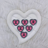 Black Pink Heart Interlocking CC Silicone Focal Beads For DIY Beadable Pens