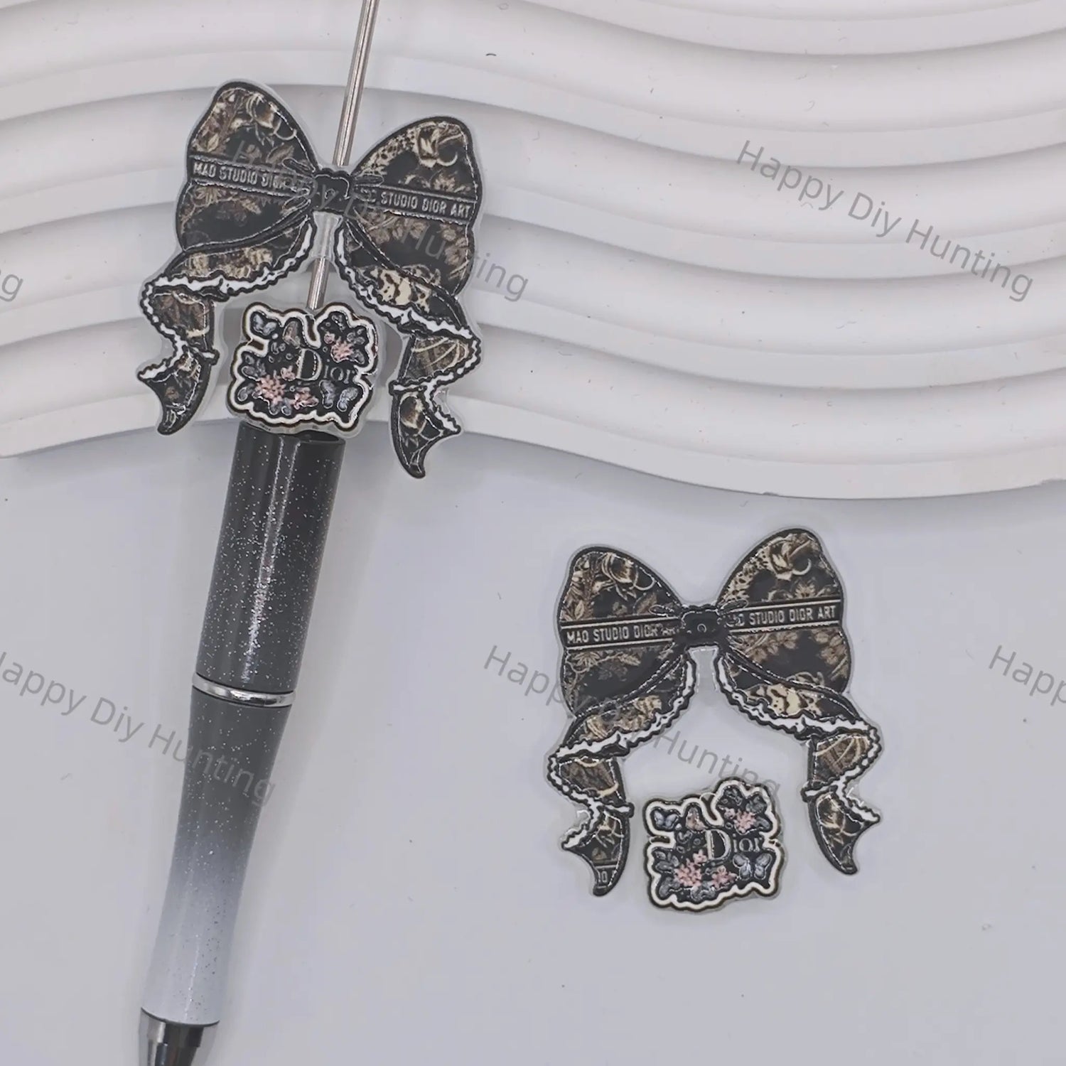 Dior Bow Printed Acrylic Beads for DIY Beadable Pens & Jewelry