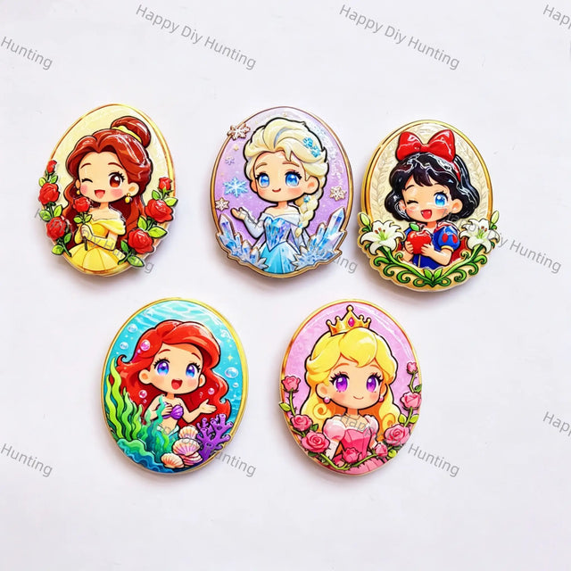 Disney Cartoon Princess Printed Acrylic Beads for DIY Beadable Pens & Jewelry