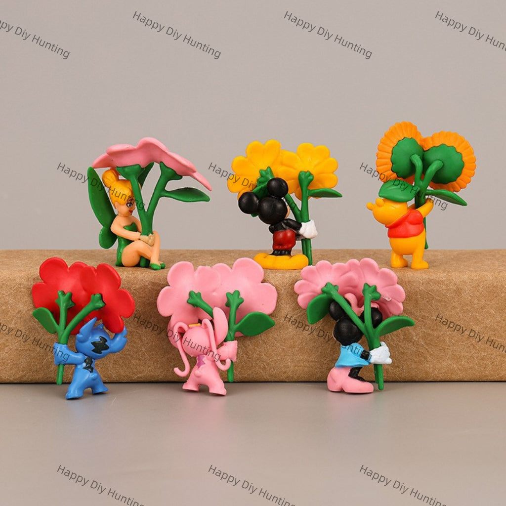 Disney Characters With Vibrant Flowers Pen Topper