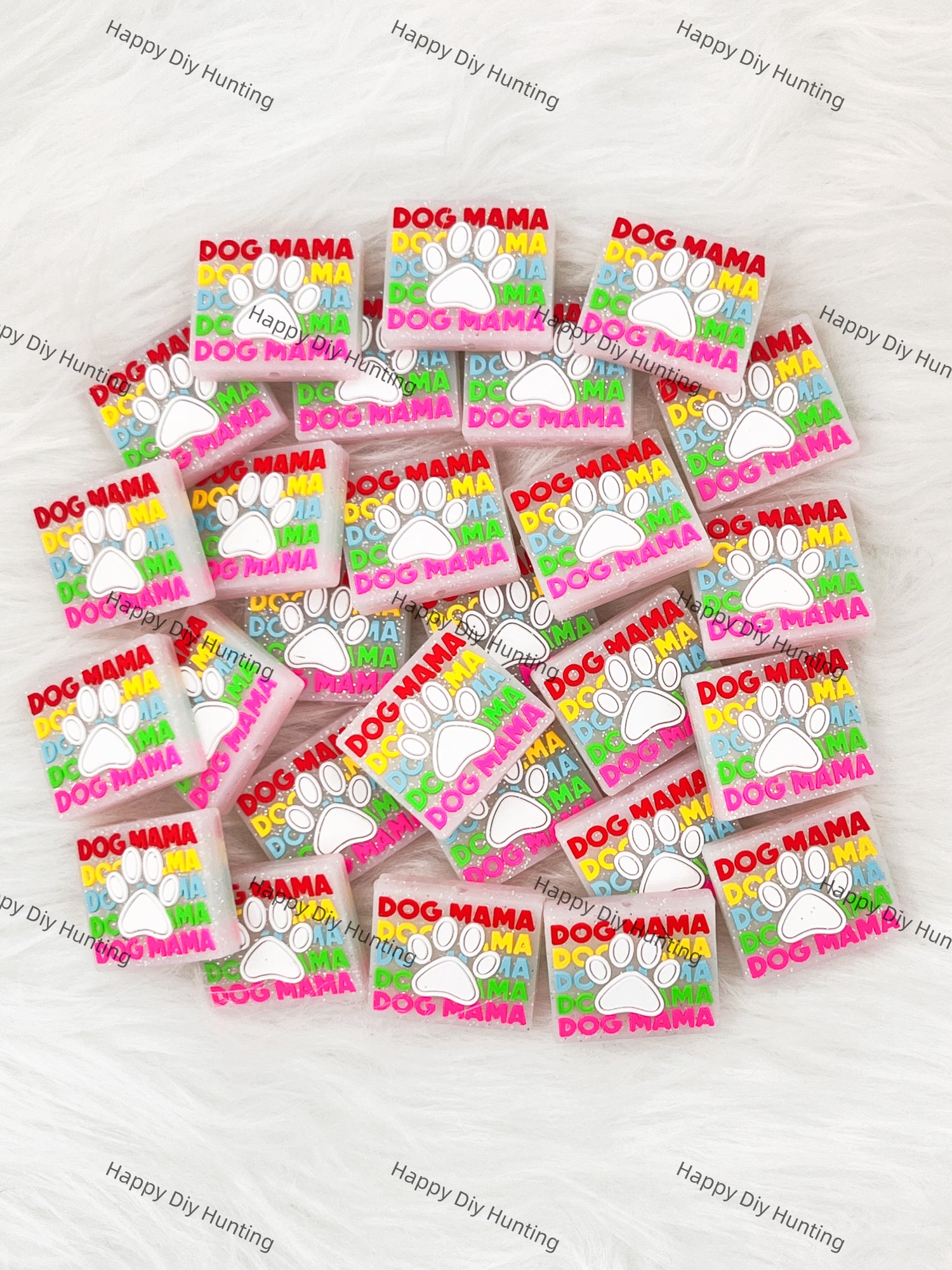 Dog's Paw-Shaped Dog Mama Silicone Focal Beads Wholesale, silicone focal beads for pens
