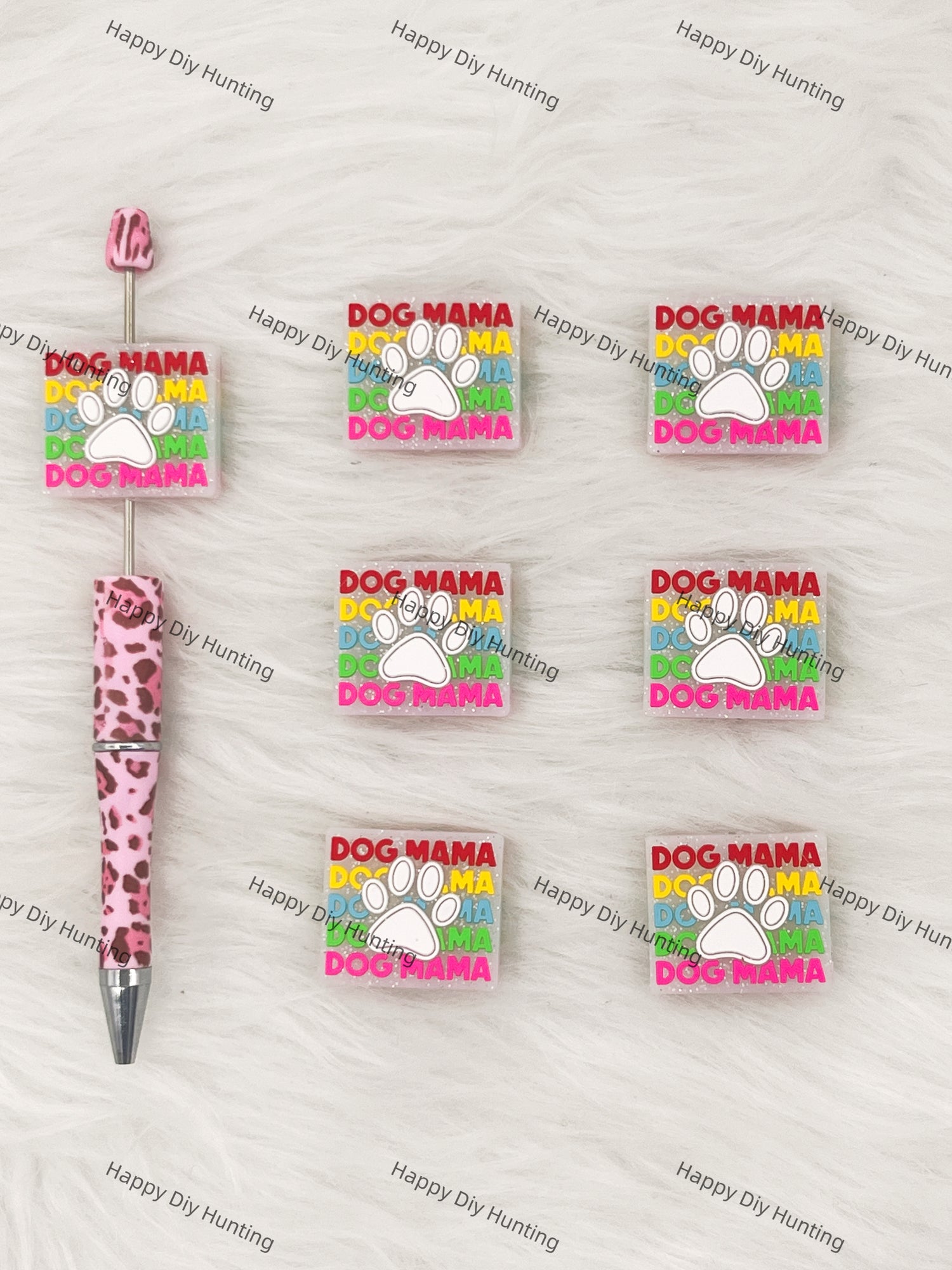 Dog's Paw-Shaped Dog Mama Silicone Focal Beads Wholesale, silicone focal beads for pens