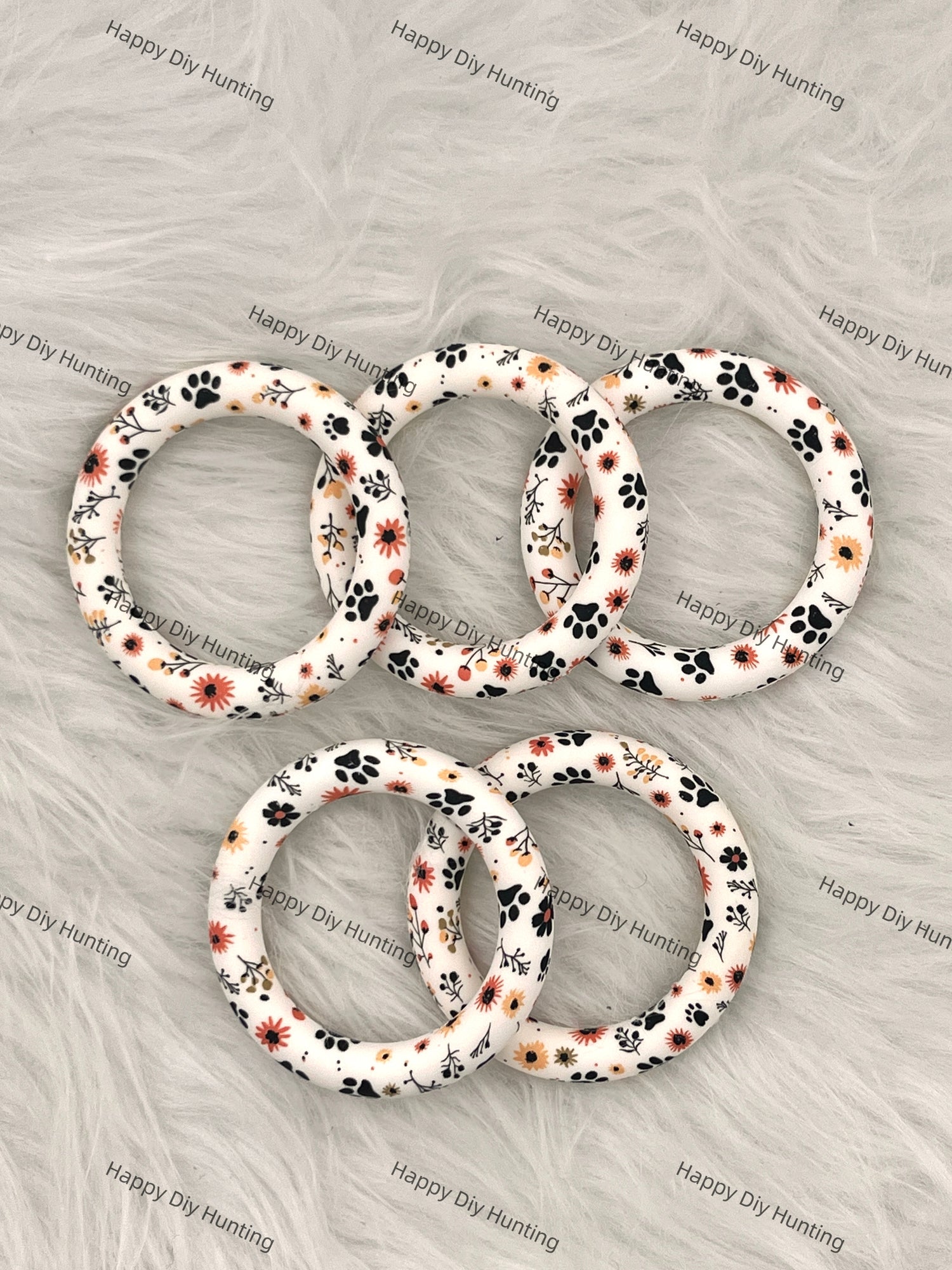 Dog's Paw Beadable Silicone Ring Car Hanger Charm Loop