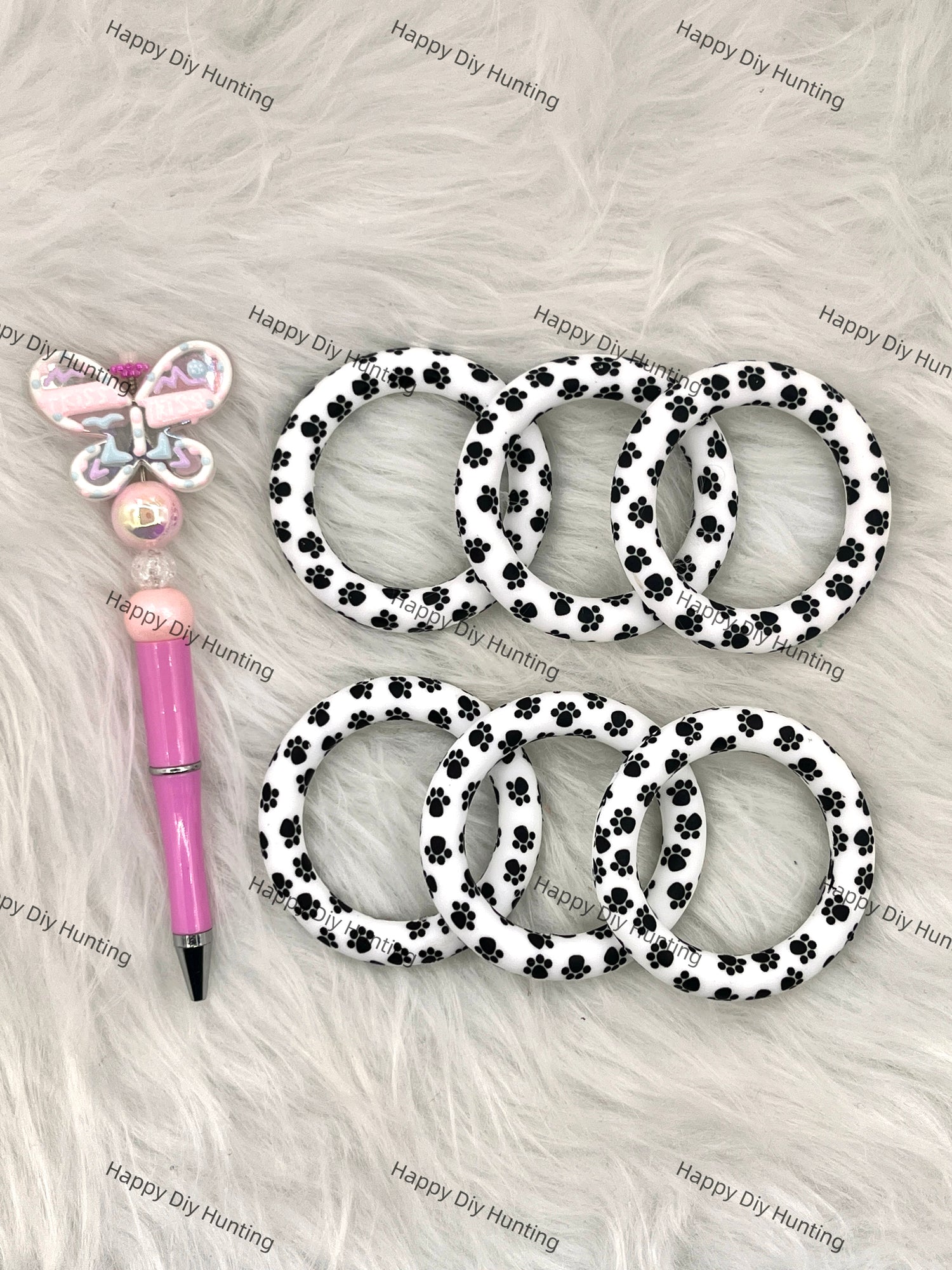 Dog's paw Beadable Silicone Ring Car Hanger Charm Loop