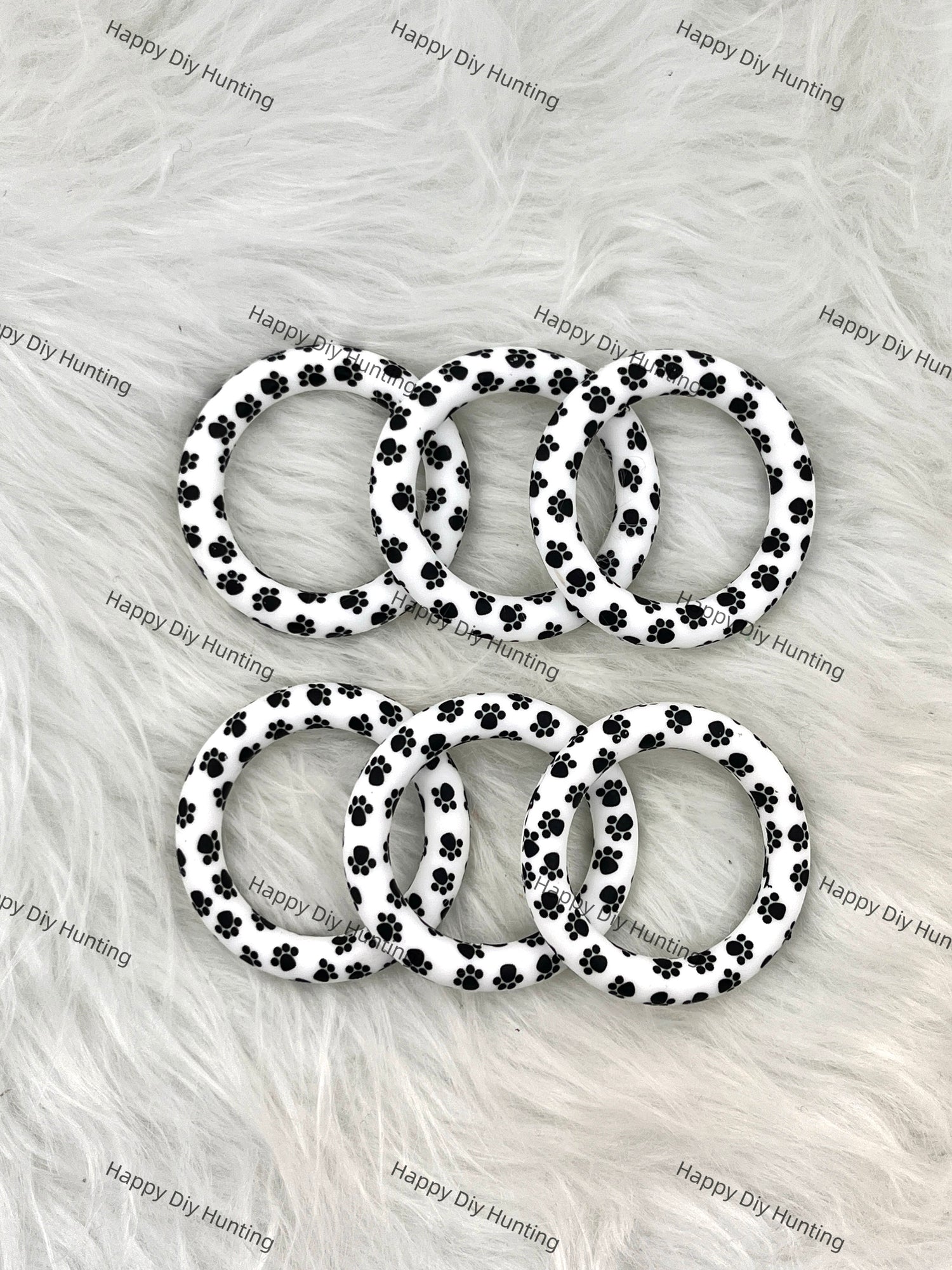 Dog's paw Beadable Silicone Ring Car Hanger Charm Loop