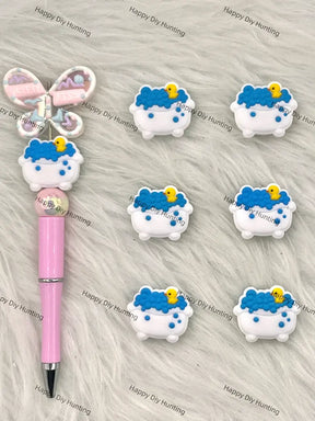 Handmade Beadable Pen with Little Duck Silicone Beads