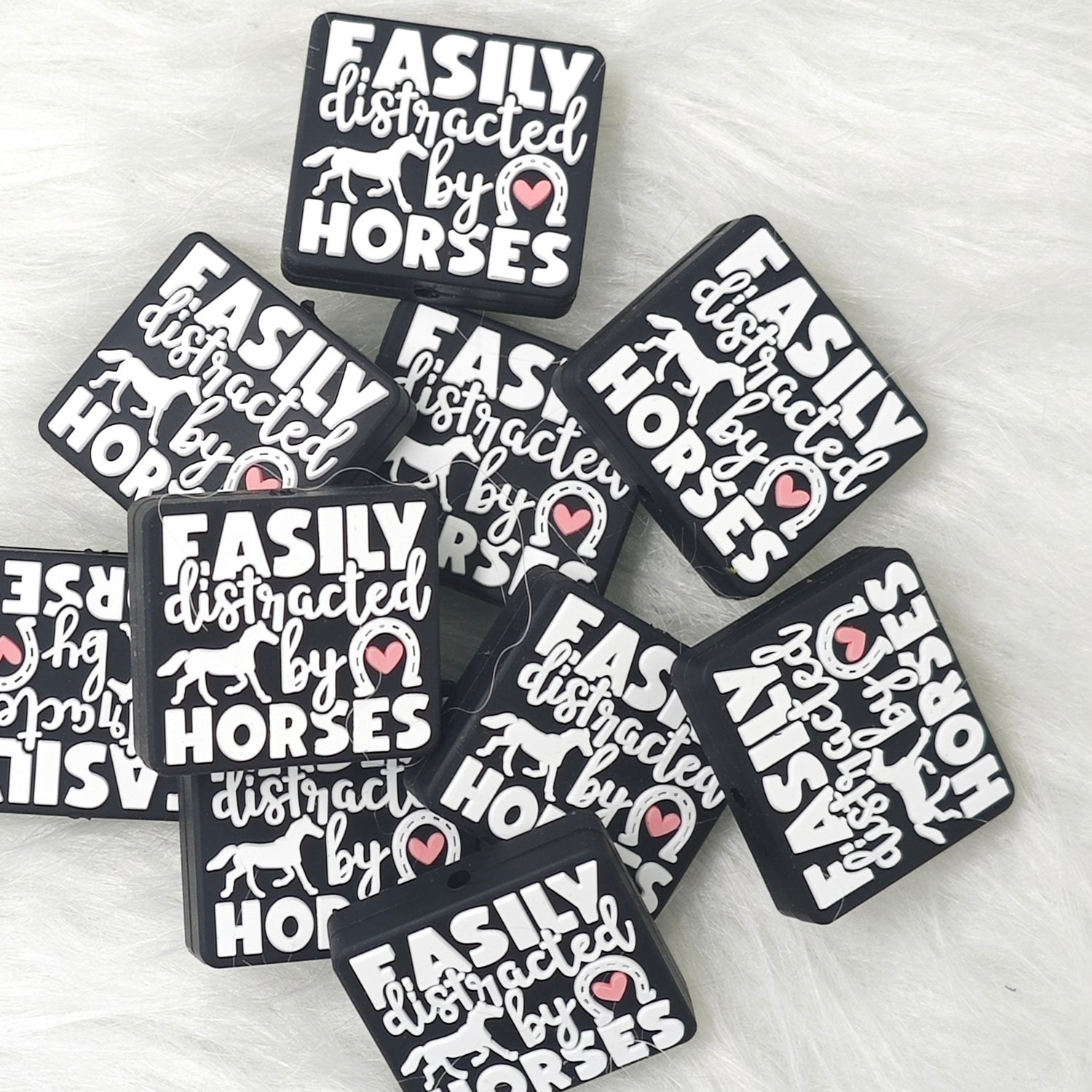 Easily distracted by horses Silicone Focal Beads