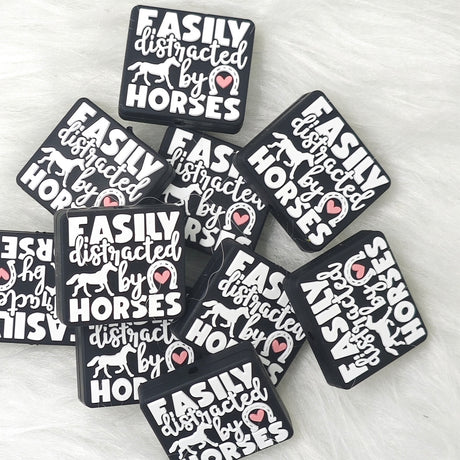 Easily distracted by horses Silicone Focal Beads