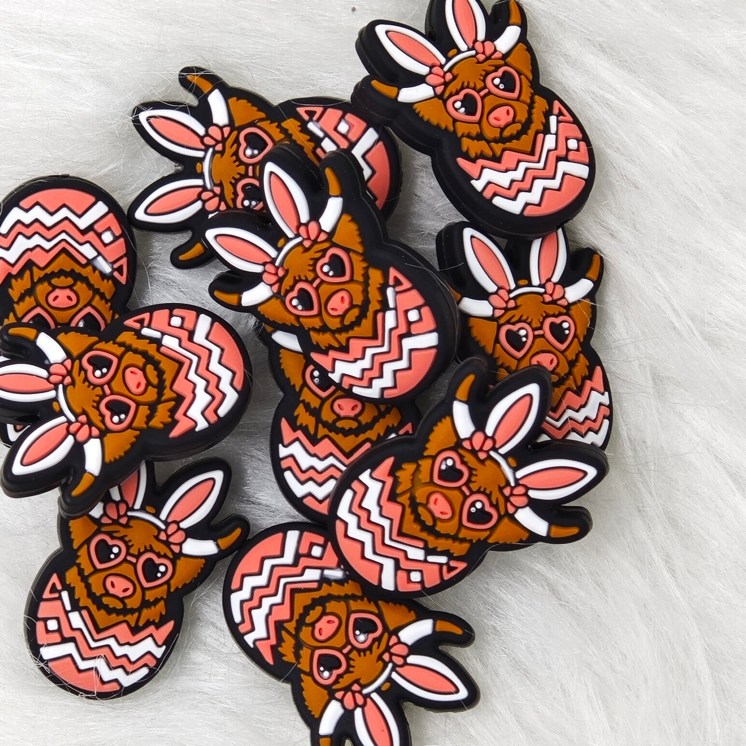 Easter Day cow Silicone Focal Beads, animal focal beads