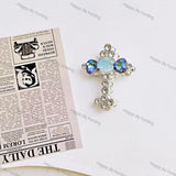 Multi Color Rose Heart Rhinestone Cross Metal Bead Caps, Crystal Cross Bead End Frame Findings For DIY Beadable Pen Silicone Focal Bead Handmade Craft Wholesale