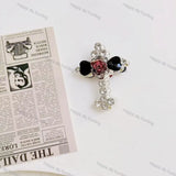 Multi Color Rose Heart Rhinestone Cross Metal Bead Caps, Crystal Cross Bead End Frame Findings For DIY Beadable Pen Silicone Focal Bead Handmade Craft Wholesale