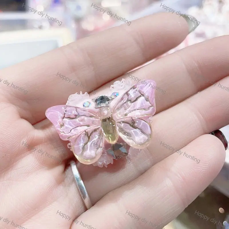 Multi Color  Butterfly Bead Caps, Crystal Cross Bead End Frame Findings For DIY Beadable Pens