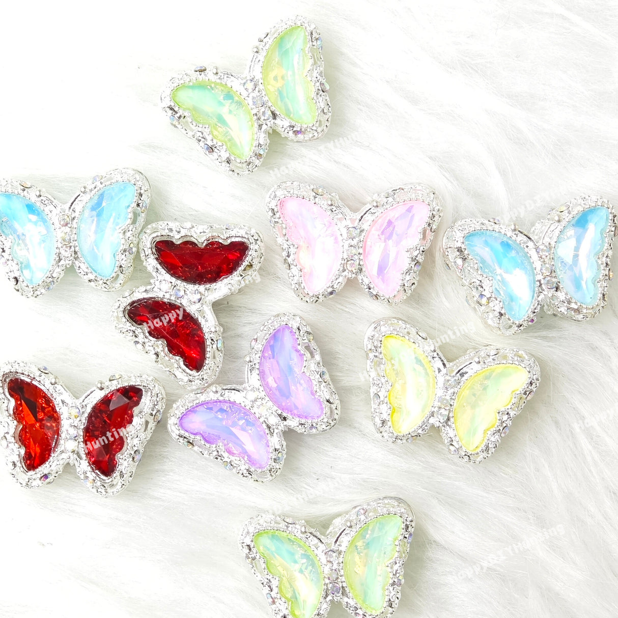 Fancy Alloy Metal Beads with Hollow Sparkling Rhinestone Butterfly