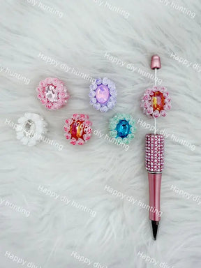 Fancy Oval Rhinestone Flower Acrylic Beads for DIY Bead Accessories & Jewelry Making