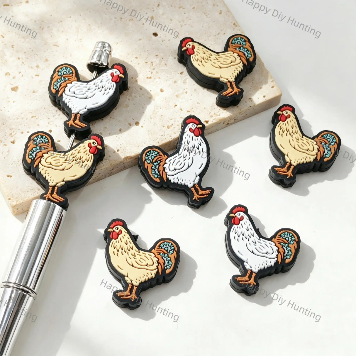 Farm Chicken Silicone Focal Beads for beadable pen & keychain DIY crafts