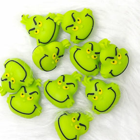 Festive Green Character Head Silicone Focals for Holiday Beadable Pen Craft