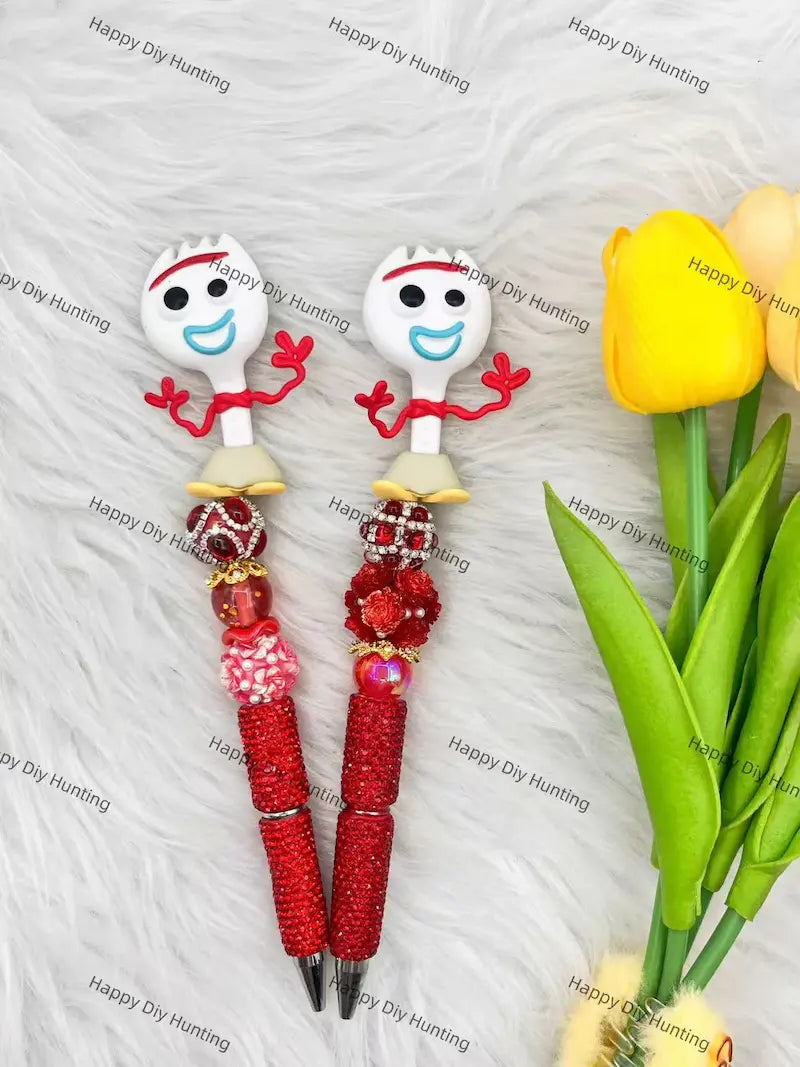 Spork Character Pen Topper Assembled with Beadable Pen for Craft Showcase