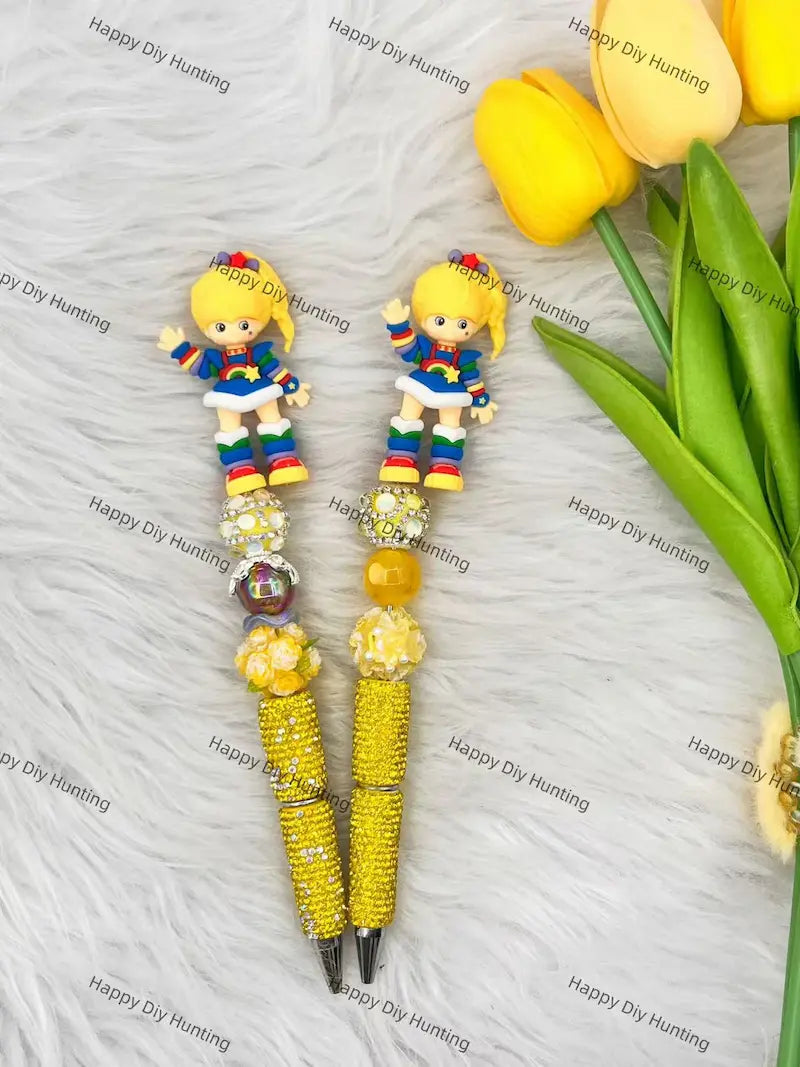 Rainbow Themed Pen Topper Assembled with Beadable Pen for Craft Showcase