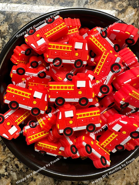 Fire truck Silicone Focal Beads 