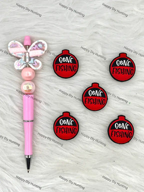 Handmade Beadable Pen with Gone Fishing Silicone Beads
