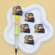 Flat cartoon elderly couple silicone focal beads for beadable pen DIY craft