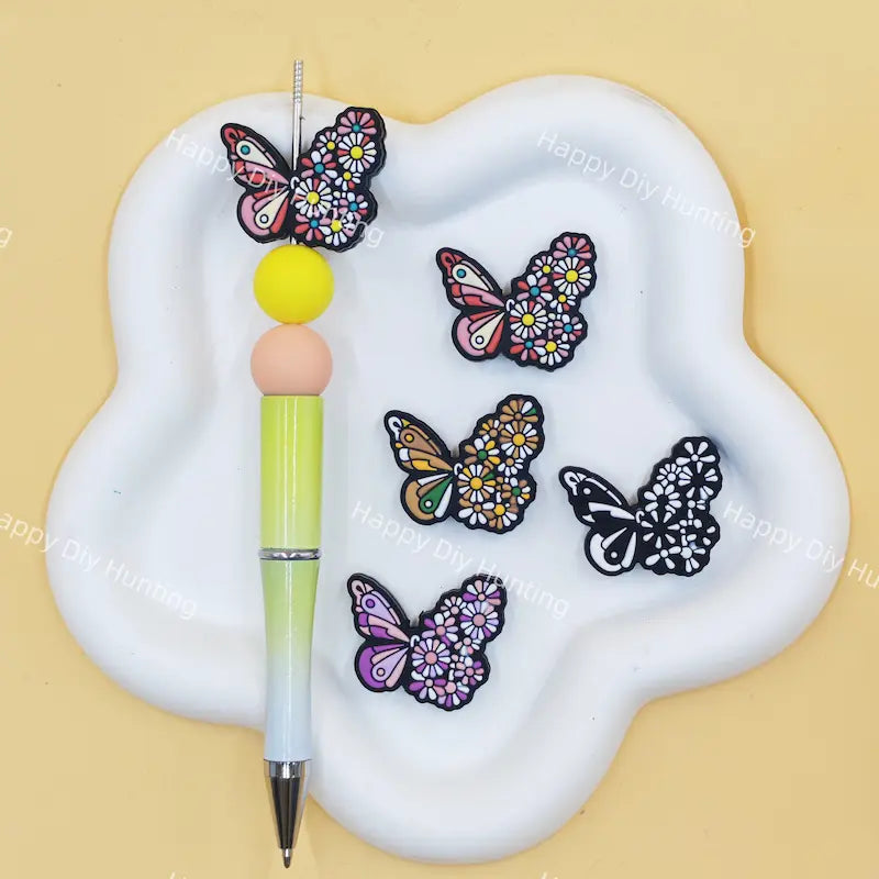 Floral butterfly silicone focal beads for beadable pen DIY craft