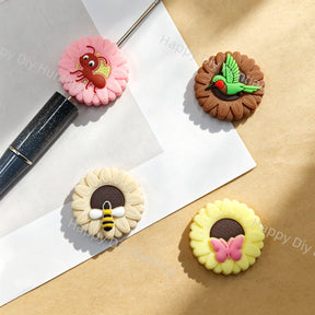 Floral Insect Bird Butterfly Flat Silicone Focal Beads For DIY Beadable Pens
