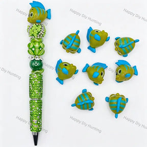 Flounder pen topper, premium safe PVC material, perfectly fits all standard beadable pens.