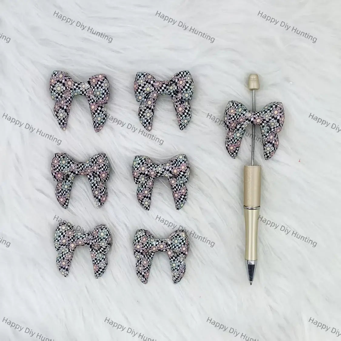 Handmade Beadable Pen with 3D Flower Bowknot Silicone Focal Beads