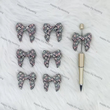 Handmade Beadable Pen with 3D Flower Bowknot Silicone Focal Beads