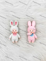 Fluffy Bunny Ears Retro Doll Pen Topper for Cute Stationery & Beadable Pen Craft Decor