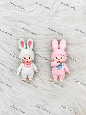 Fluffy Bunny Ears Retro Doll Pen Topper for Cute Stationery & Beadable Pen Craft Decor