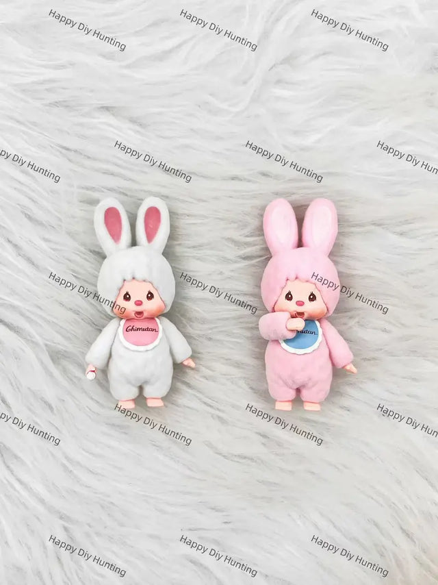 Fluffy Bunny Ears Retro Doll Pen Topper for Cute Stationery & Beadable Pen Craft Decor