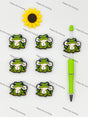 Handmade Beadable Pen with Frog With Flower Silicone Beads