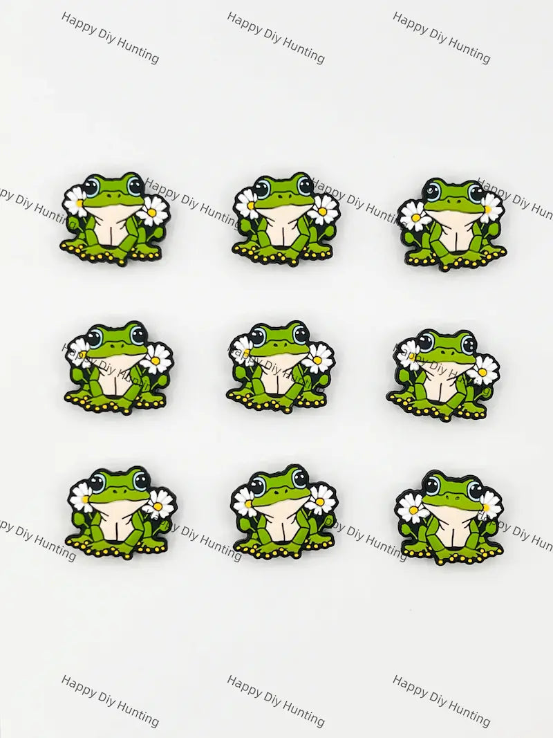 Frog With Flower Silicone Focal Beads Wholesale for Pen DIY