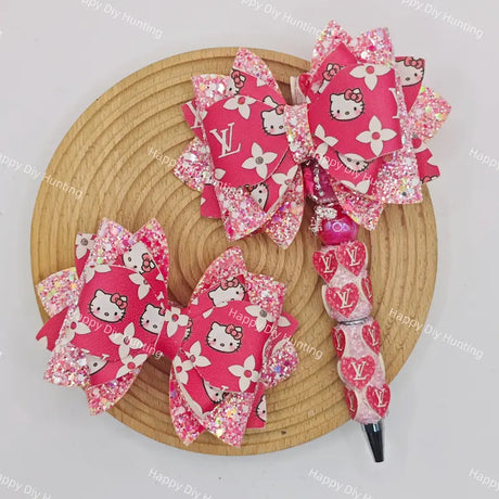 Fuchsia LV Bow Beads For DIY Beadable Pens