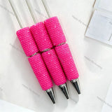 Full wrap champagne crystal rhinestone beadable pens with long steel pin and silver metal tip, bling pen bodies for DIY handmade custom beaded craft pens