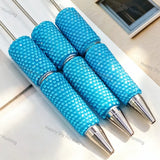Full wrap champagne crystal rhinestone beadable pens with long steel pin and silver metal tip, bling pen bodies for DIY handmade custom beaded craft pens