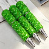Full wrap champagne crystal rhinestone beadable pens with long steel pin and silver metal tip, bling pen bodies for DIY handmade custom beaded craft pens