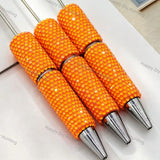 Full wrap champagne crystal rhinestone beadable pens with long steel pin and silver metal tip, bling pen bodies for DIY handmade custom beaded craft pens