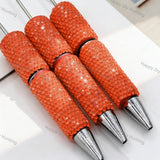 Full wrap champagne crystal rhinestone beadable pens with long steel pin and silver metal tip, bling pen bodies for DIY handmade custom beaded craft pens