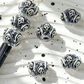 Ghost Face Round Rhinestone Beads for DIY Beadable Pens