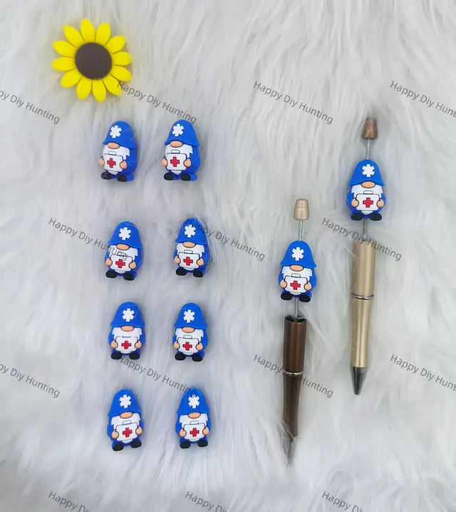 Handmade Beadable Pen with Care Hero Gnome Silicone Beads