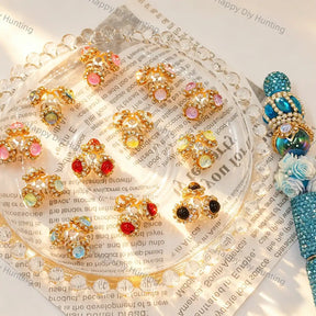 gold plated multi colorful stone bead caps spacer for diy beadable pen handmade jewelry craft wholesale