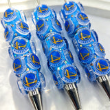 Golden State Warriors Team Beadable Pens Wholesale, Matches All Focal Beads & Pen Toppers