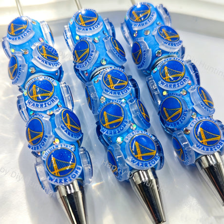 Golden State Warriors Team Beadable Pens Wholesale, Matches All Focal Beads & Pen Toppers