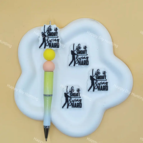 Golfer silhouette quote silicone focal beads for custom beaded pen making