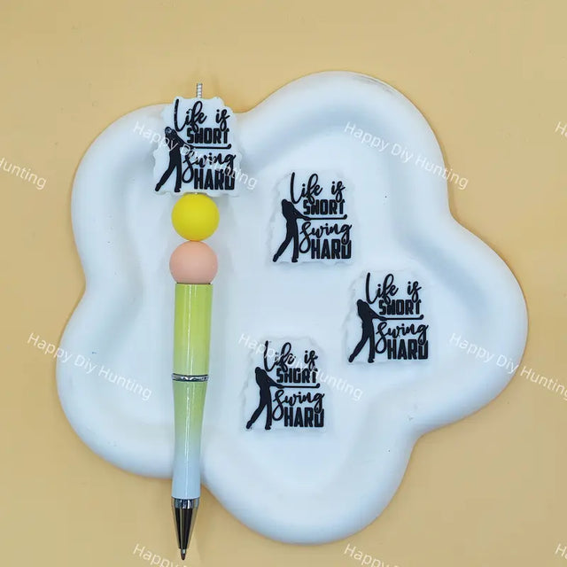 Golfer silhouette quote silicone focal beads for custom beaded pen making