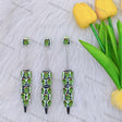 Green Floral Sugar Skull Beadable Pens Wholesale, Beadable Pens Supplies