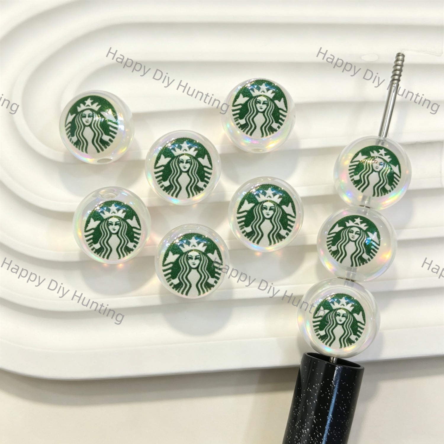 Green Starbucks Acrylic Beads for DIY Beadable Pens & Jewelry